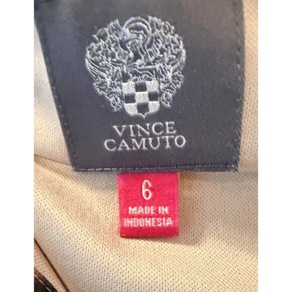 Vince Camuto Sheath Dress Women Size 6 Brown Animal Print Tie Waist Button Front - Picture 6 of 6